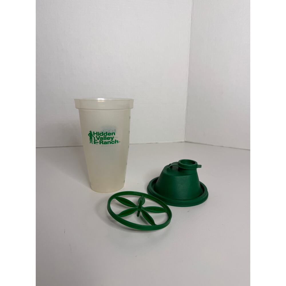 Vintage Hidden Valley Ranch Shaker Green Clear Bottle 16oz EUC
